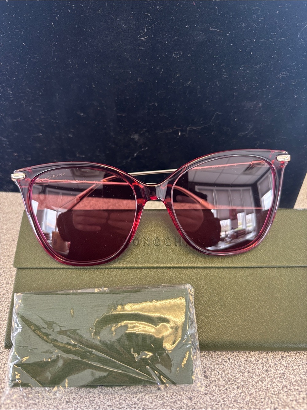Longchamp Women's Deep Burgundy Cat-Eye Sunglasses